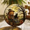 Pumpkin Head Scarecrow Black Cat Stained Glass Suncatcher Halloween Window Gift Decor - Style 6