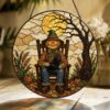 Pumpkin Head Scarecrow Black Cat Stained Glass Suncatcher Halloween Window Gift Decor - Style 8