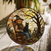 Pumpkin Head Scarecrow Black Cat Stained Glass Suncatcher Halloween Window Gift Decor - Style 9
