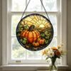 Pumpkin Stained Glass Art Suncatcher, Window Sun Catcher Wall Hanging, Halloween Home Decor - Style 10