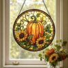 Pumpkin Stained Glass Art Suncatcher, Window Sun Catcher Wall Hanging, Halloween Home Decor - Style 3