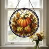 Pumpkin Stained Glass Art Suncatcher, Window Sun Catcher Wall Hanging, Halloween Home Decor - Style 4