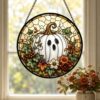 Pumpkin Stained Glass Art Suncatcher, Window Sun Catcher Wall Hanging, Halloween Home Decor - Style 6