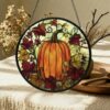Pumpkin Stained Glass Suncatcher, Halloween Suncatcher,Fall Window Hanging Decor,Autumn Leaves Sun Catcher,Rustic Harvest,Thanksgiving - Style 3