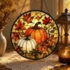 Pumpkin Stained Glass Suncatcher, Halloween Suncatcher,Fall Window Hanging Decor,Autumn Leaves Sun Catcher,Rustic Harvest,Thanksgiving - Style 7