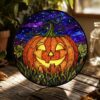 Stained Glass Pumpkin Suncatcher Halloween Decor Glass Art Window Hanging Gift For Halloween Lovers - Style 1