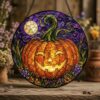Stained Glass Pumpkin Suncatcher Halloween Decor Glass Art Window Hanging Gift For Halloween Lovers - Style 10