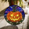 Stained Glass Pumpkin Suncatcher Halloween Decor Glass Art Window Hanging Gift For Halloween Lovers - Style 6