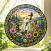 Summerween Ghost Cat Suncatcher, Halloween Tortoiseshell Stained Glass Window Hanging, Butterfly Pumpkin Decor, Spooky Summer Gift - Style 9