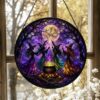 Witch Dancing Stained Glass Suncatcher Halloween Window Decor - Style 2