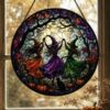 Witch Dancing Stained Glass Suncatcher Halloween Window Decor - Style 4