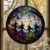 Witch Dancing Stained Glass Suncatcher Halloween Window Decor - Style 5