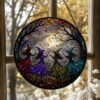 Witch Dancing Stained Glass Suncatcher Halloween Window Decor - Style 8