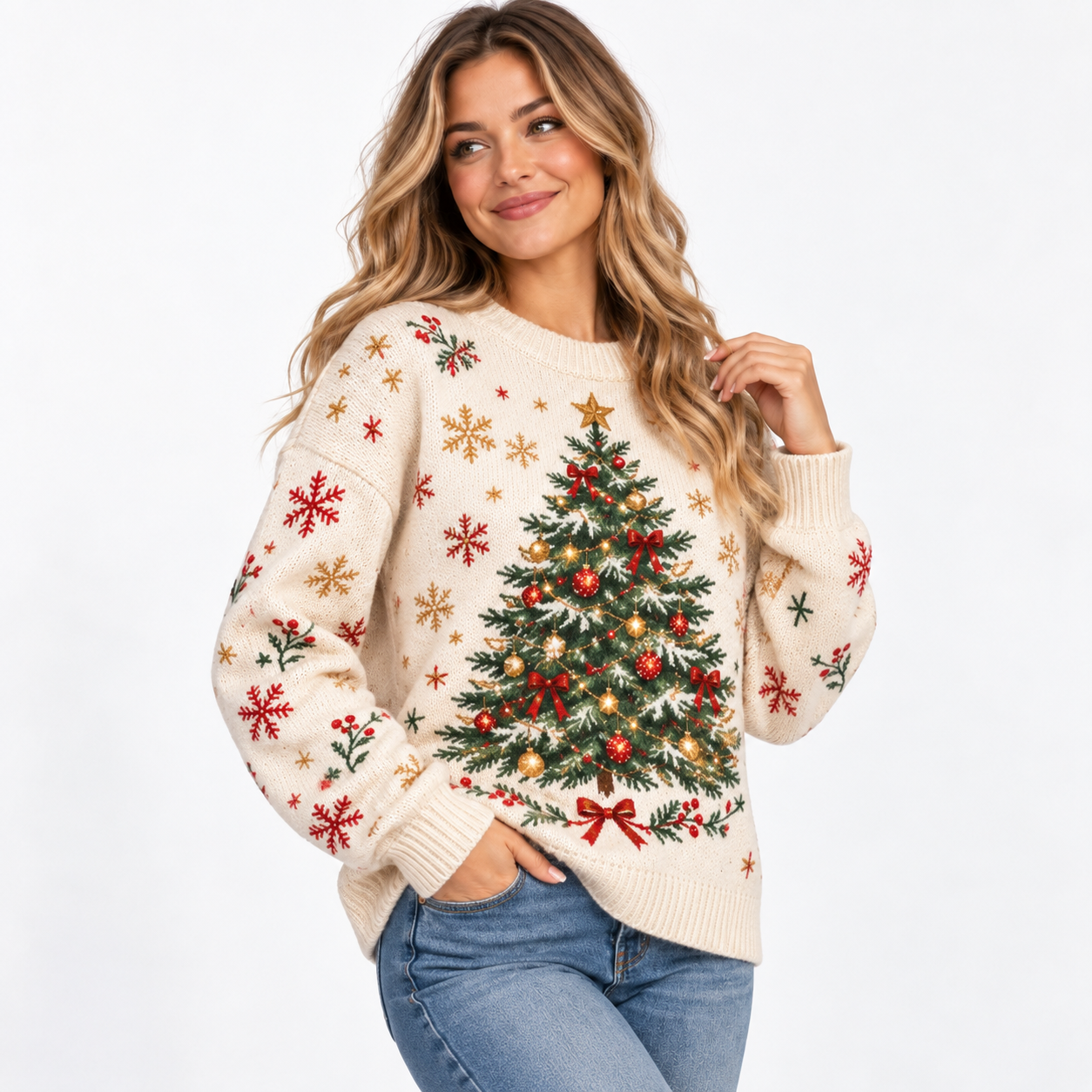 Christmas Tree Sweater for Women, Cozy Holiday Sweater, Festive Xmas Pullover, Cute Christmas Sweater, Winter Holiday Gift - Image 2