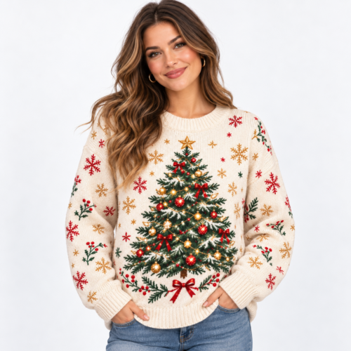 Christmas Tree Sweater for Women, Cozy Holiday Sweater, Festive Xmas Pullover, Cute Christmas Sweater, Winter Holiday Gift