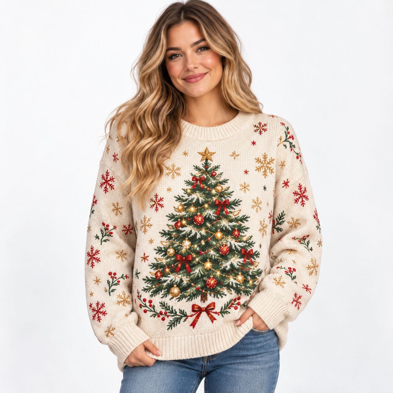 Christmas Tree Sweater for Women, Cozy Holiday Sweater, Festive Xmas Pullover, Cute Christmas Sweater, Winter Holiday Gift - Image 4